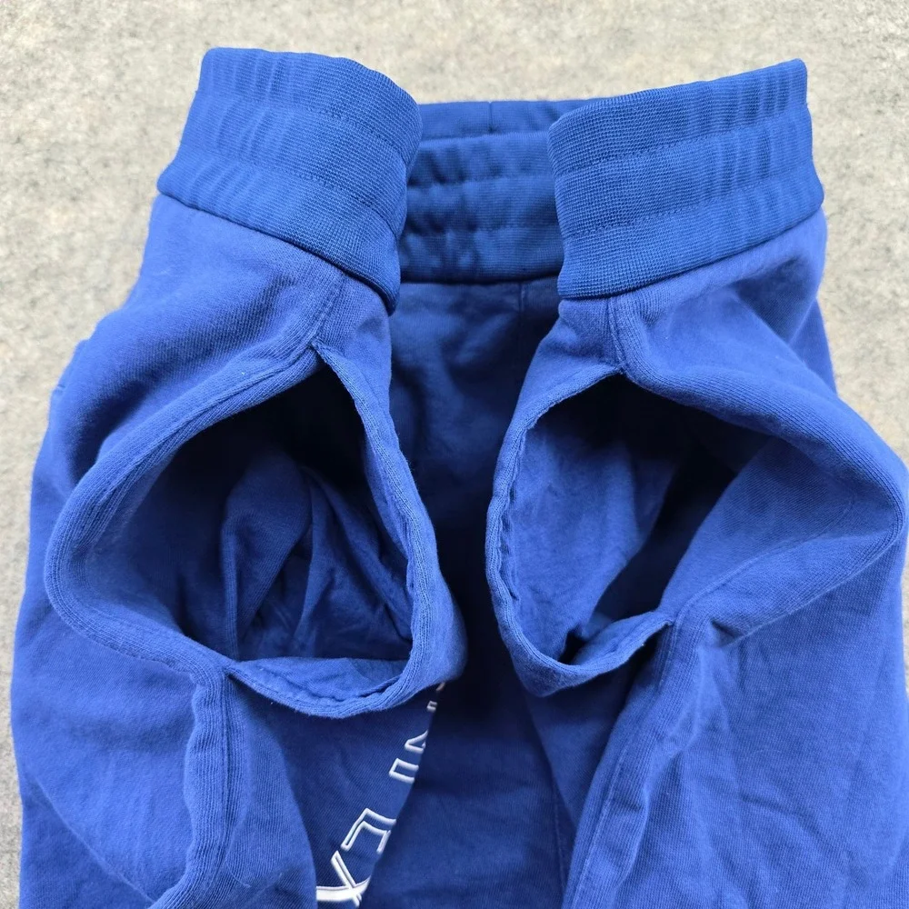 Armani Exchange Mens L Logo Sweat Shorts Blue Cotton Drawstring Pockets 6